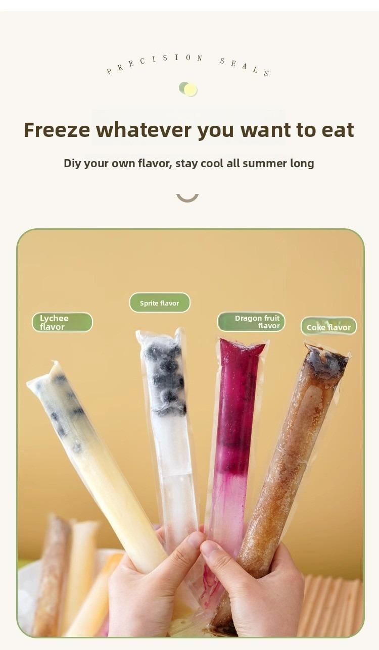 100 PCS Food-grade disposable popsicle bags, fruit jelly bags, ice cream, popsicle sticks, long strips, homemade ice pop bags 100 PCS Food-grade disposable popsicle bags, fruit jelly bags, ice cream, popsicle sticks, long strips, homemade ice pop bags