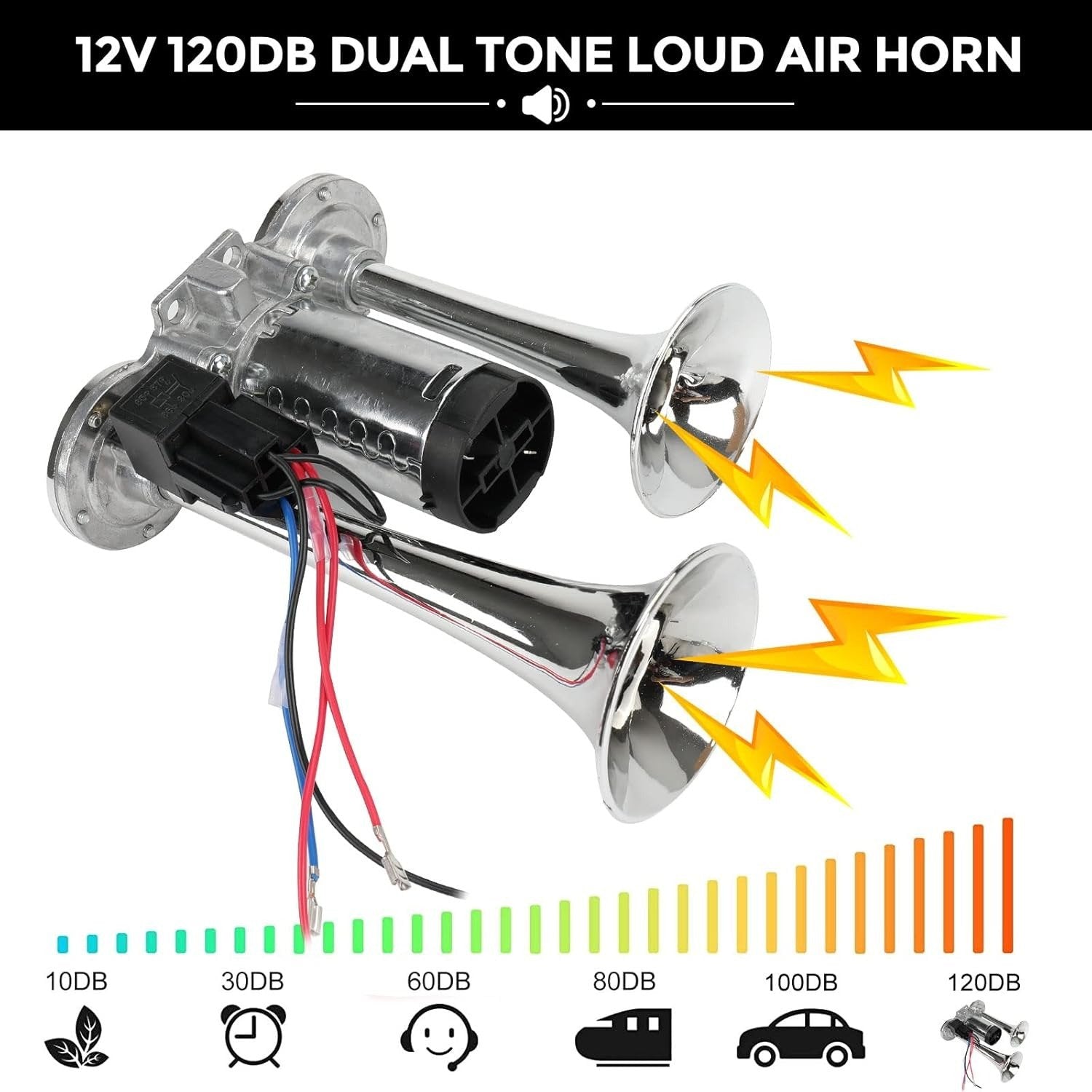 2026 Upgraded 150dB Super Loud 12V Dual Air Horn Kit
