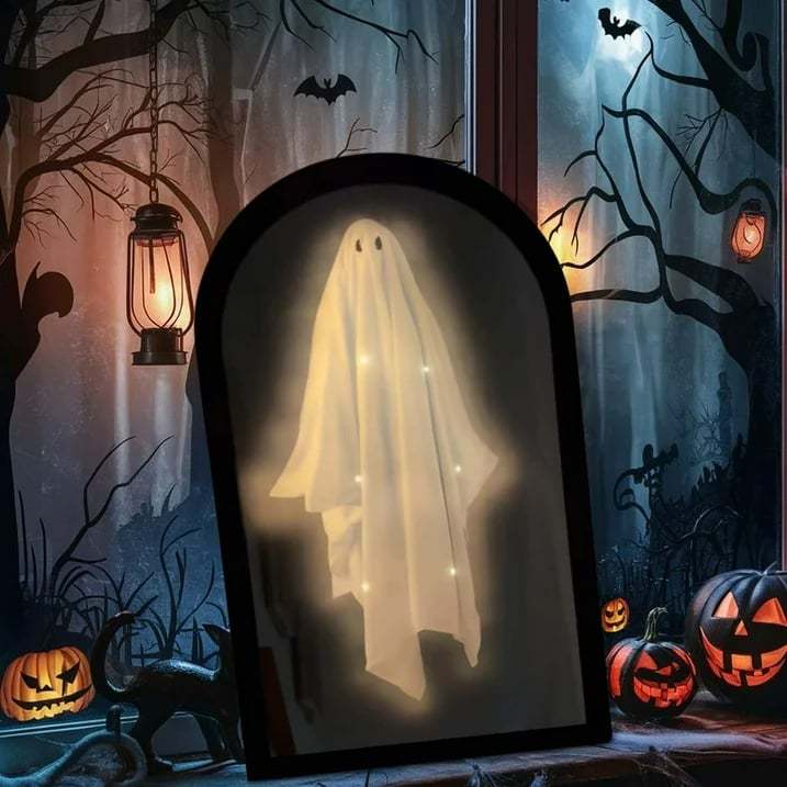 Halloween Magical Illusion Ghost Mirror with LED Backlit Ambient Night Light