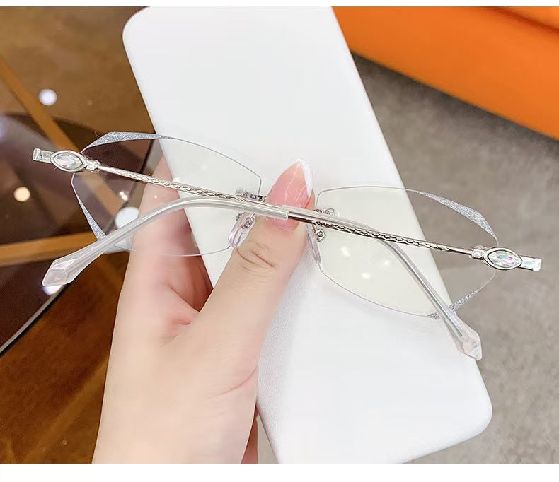 High-End Titanium Alloy Frameless Reading Glasses With Beveled Edges