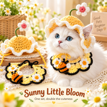 Handcrafted Crochet Pet Hat & Collar Set – Viral Cute Photo Costume Set