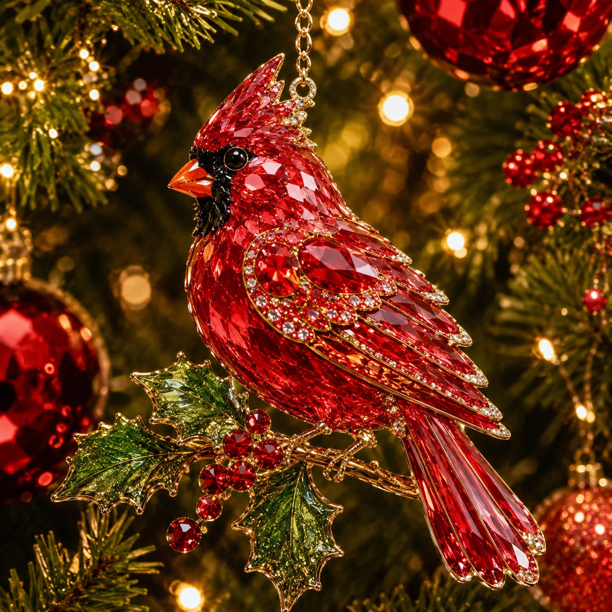 Luxury Crystal-Style Christmas Ornaments | Sparkling Gemstone Peacock, Butterfly & Bird Tree Decorations