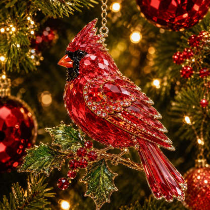 Luxury Crystal-Style Christmas Ornaments | Sparkling Gemstone Peacock, Butterfly & Bird Tree Decorations