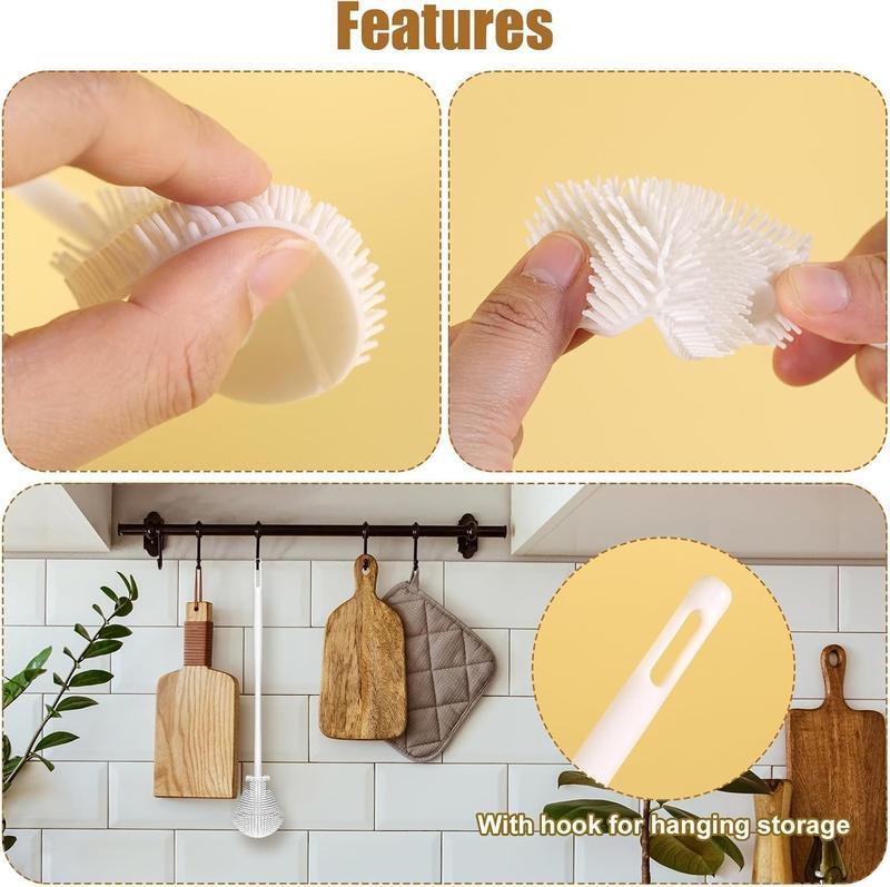 2-Pack 360° Silicone Bottle Cleaning Brush with Long Handle