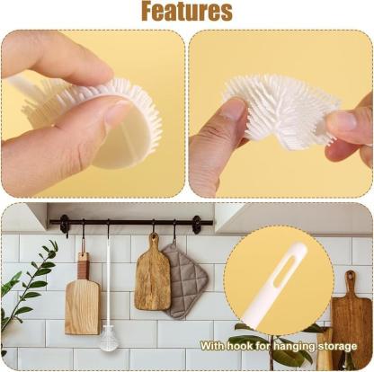 2-Pack 360° Silicone Bottle Cleaning Brush with Long Handle