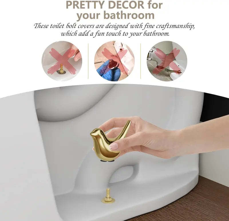 2 Pcs Ceramic Bird Toilet Floor Bolt Caps