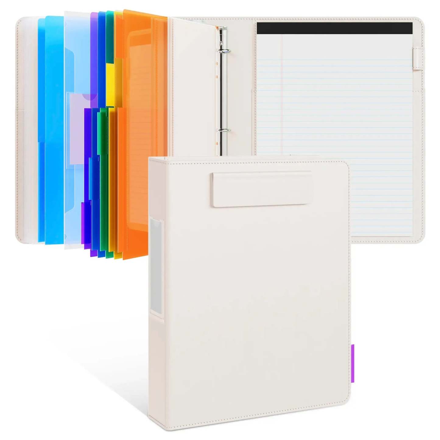 PU Leather Clipboard with Storage – 3-Ring Binder, Magnetic Clip, Removable Notepad & Expanding File