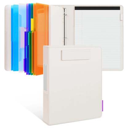 PU Leather Clipboard with Storage – 3-Ring Binder, Magnetic Clip, Removable Notepad & Expanding File