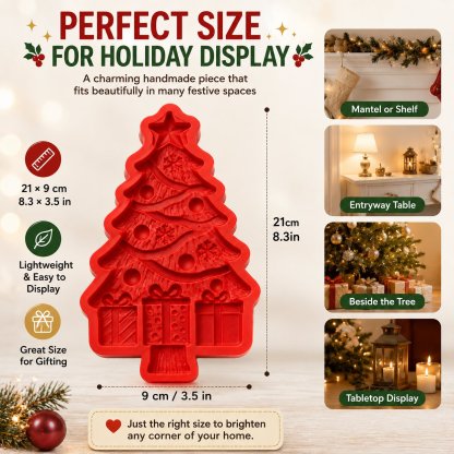 DIY Christmas Tree Mold & Paint Craft Kit | Reusable 3D Mold with 8 Acrylic Paints, 2 Brushes & Festive Detail Guide