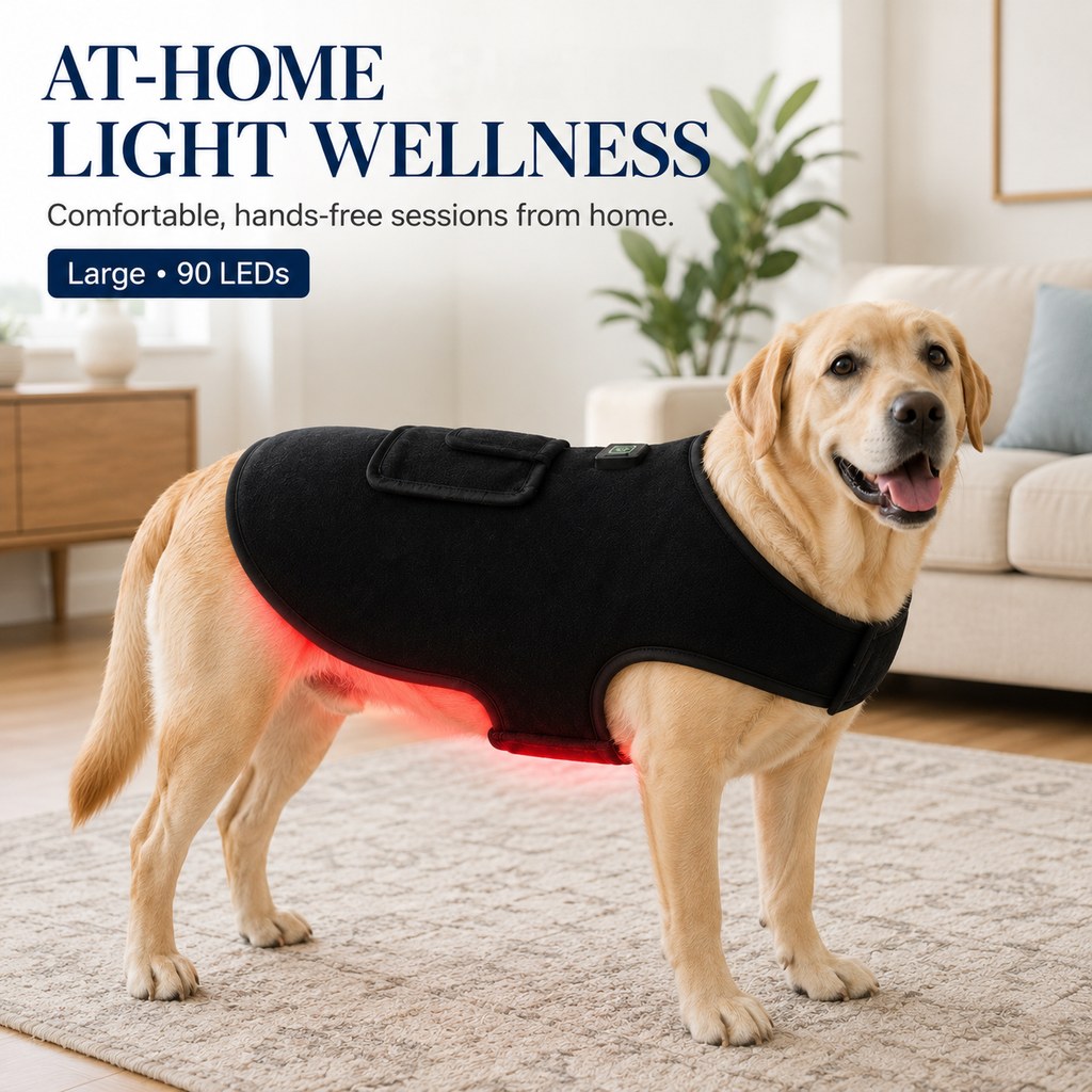 Pet Red Light Therapy Vest for Dogs & Cats – 660nm + 850nm Near-Infrared for Back, Hip, Joint & Muscle Comfort – USB or Rechargeable