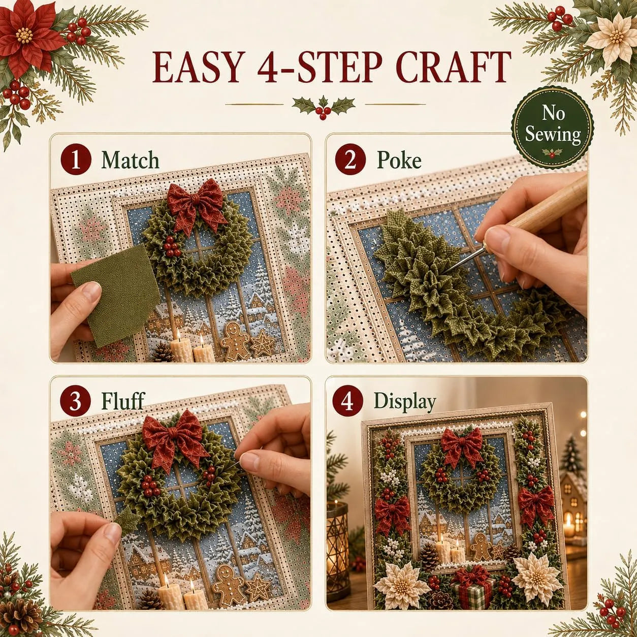 3D Christmas Fabric Poke Art Kit