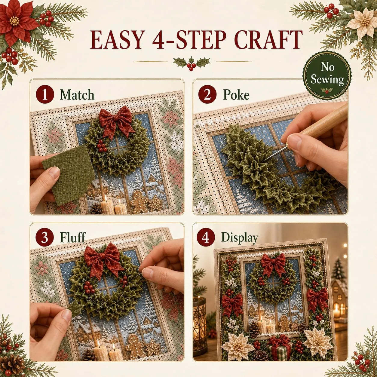 3D Christmas Fabric Poke Art Kit