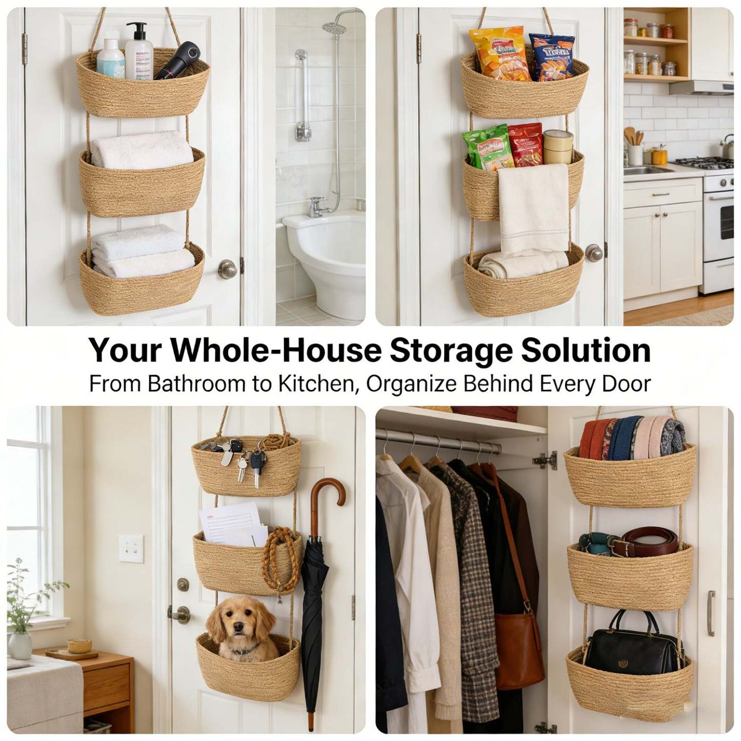 3-Tier Over-the-Door Hanging Basket Organizer