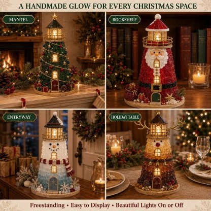 Beginner-Friendly DIY Lighted Christmas Character Sea Glass-Style Lighthouse Kit Collection