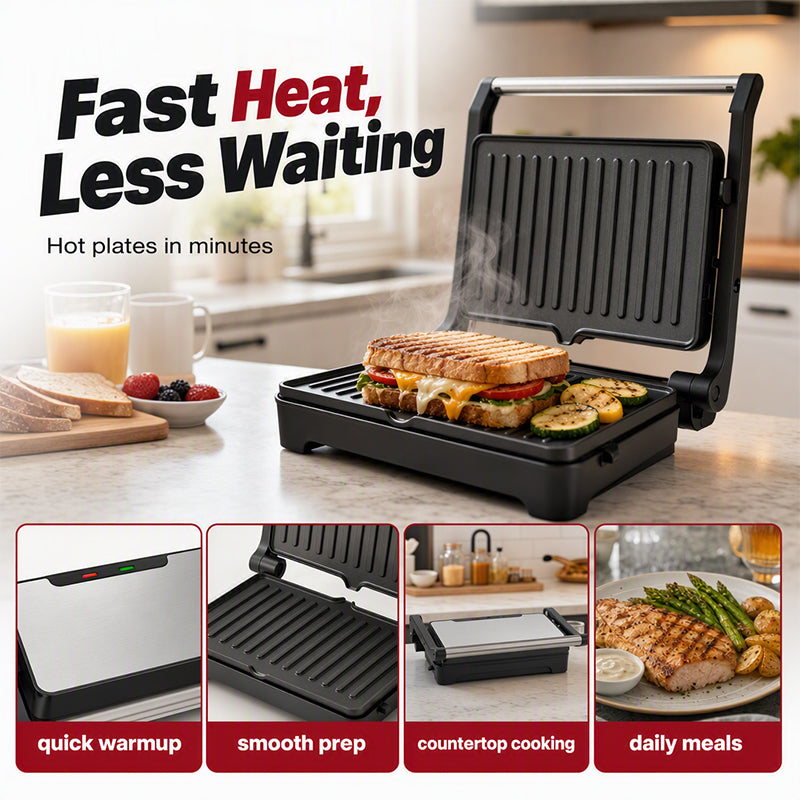 Fast heat less waiting countertop cooking sandwich maker