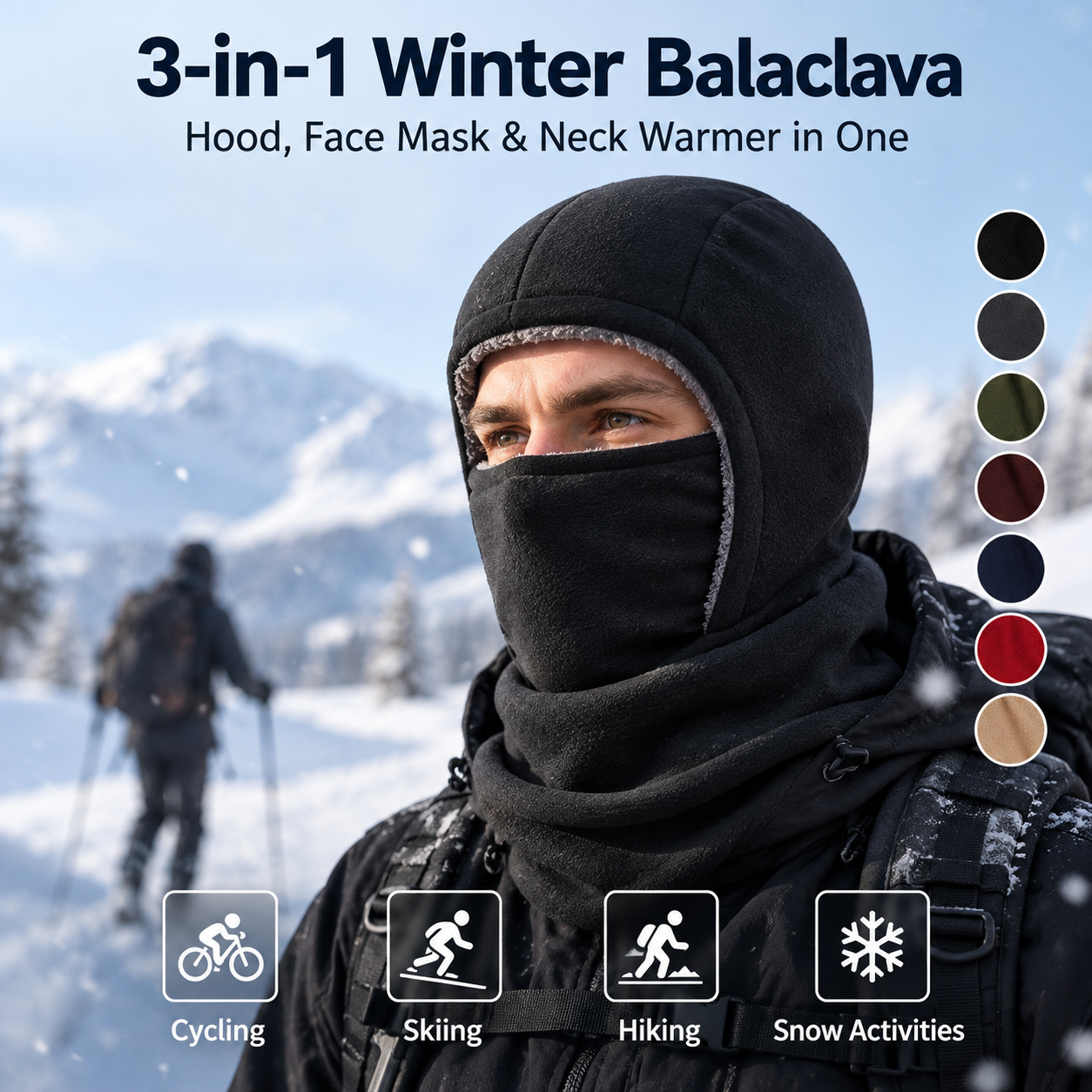 3-in-1 Winter Balaclava – Windproof Hat, Face Mask & Neck Warmer