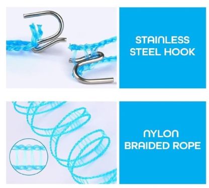 5M Windproof Anti-Slip Portable Clothesline with Hooks