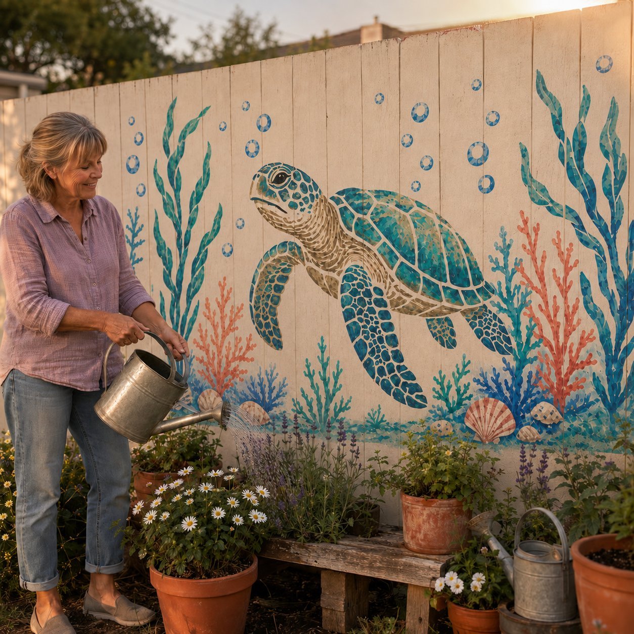 Reusable Ocean Octopus Mural Stencil Set | Bring Plain Walls & Fences to Life with a Bold Underwater Scene