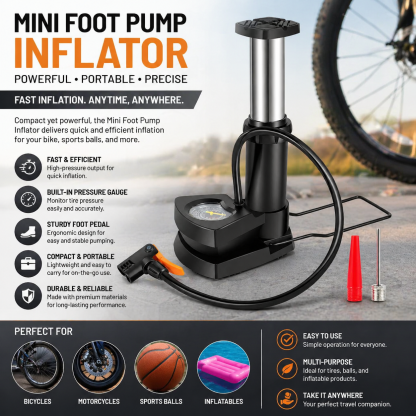 Portable Air Compressor | Accurate Pressure Gauge & Quick Inflation Tool