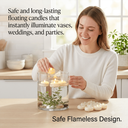 Water-Activated Flameless Floating LED Candles – Romantic Waterproof Glow for Any Occasion