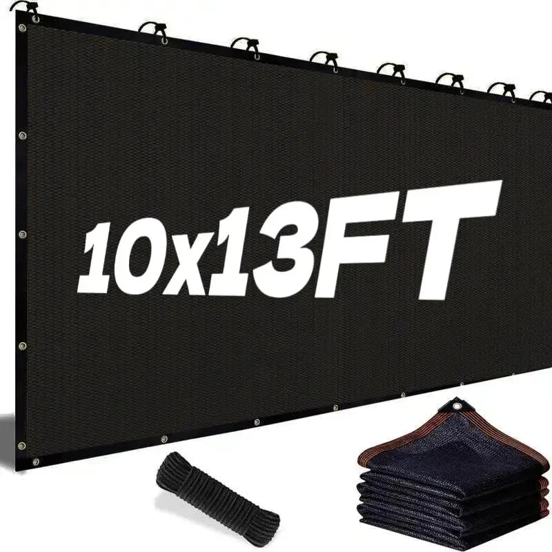 Blackout Cloth (Black) - 10 x 13ft UV-Resistant Shade Net with Reinforced Rivets,