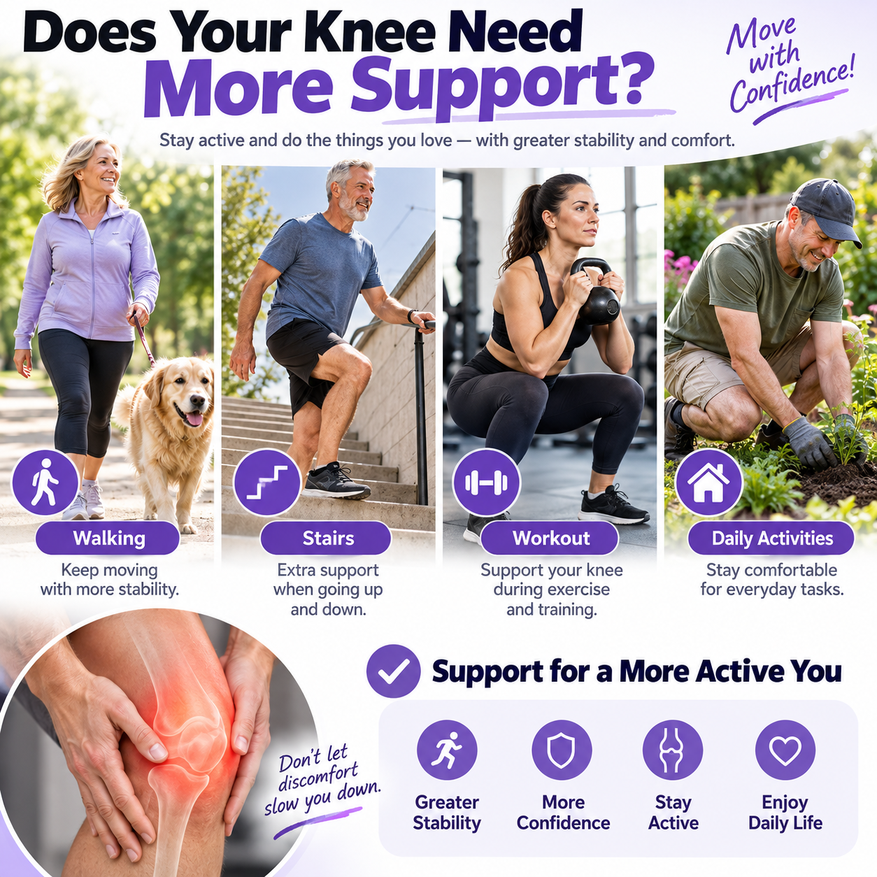 Adjustable Open-Patella Knee Support Brace – Flexible Stabilizers & Custom Compression