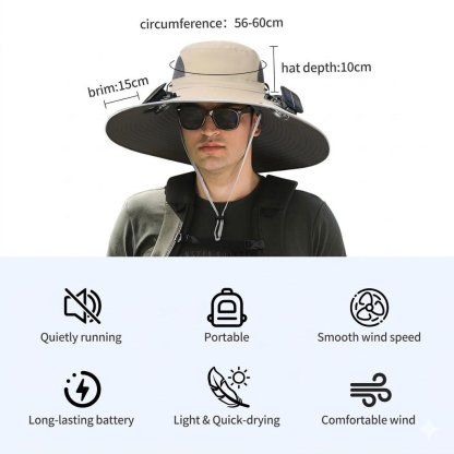 2026 New 3-Solar-Fan Cooling Hat — UPF50+ Sun Protection, Triple-Power Rechargeable, & Water-Resistant