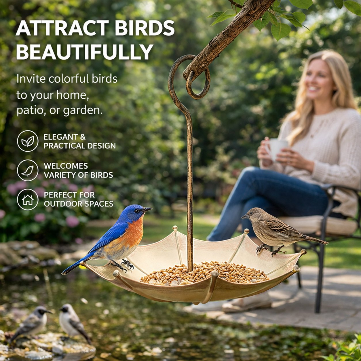 Mini Umbrella Bird Feeder — Whimsical Garden Charm