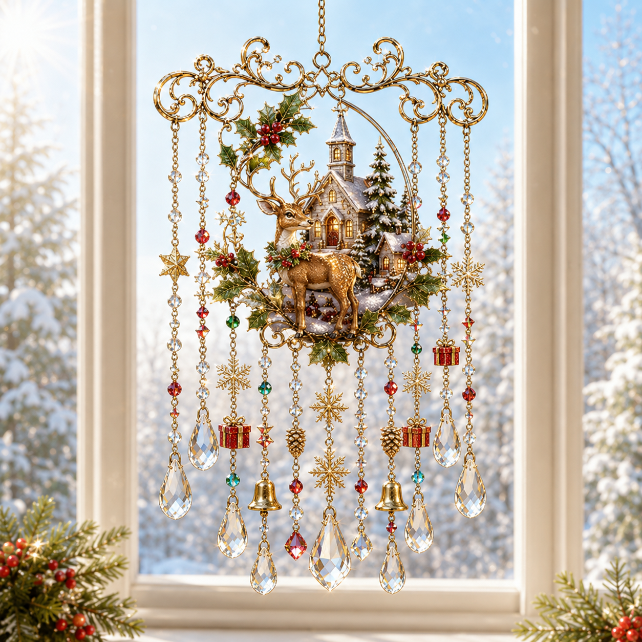 🔥Last Day 49% OFF - Handmade Christmas Stained Glass Window Hanging