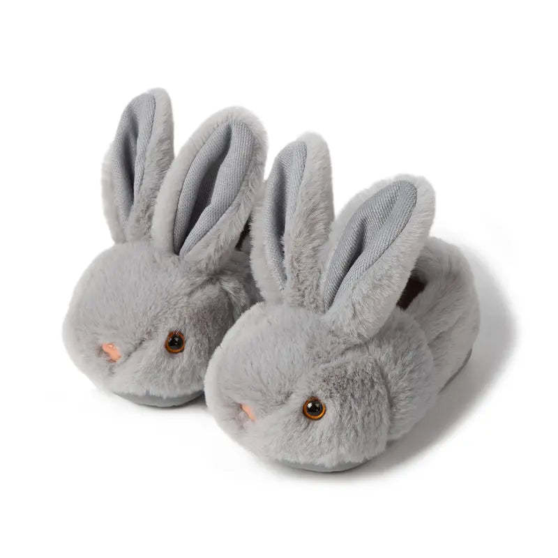 Cozy Bunny House Slippers for Kids – Plush 3D Ears, Floral Details & Textured Indoor Sole