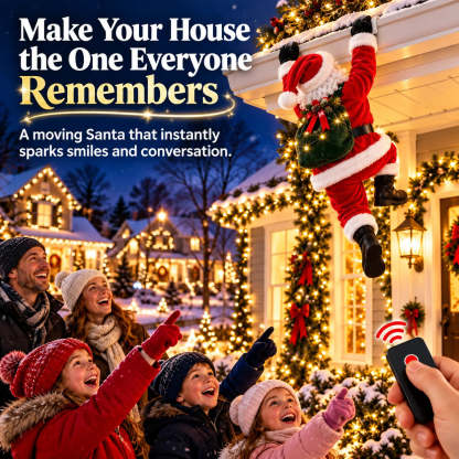 Remote-Controlled Climbing Santa – Animated Christmas Roof & Gutter Hanging Decoration | Watch Santa Try to Climb Your Roof