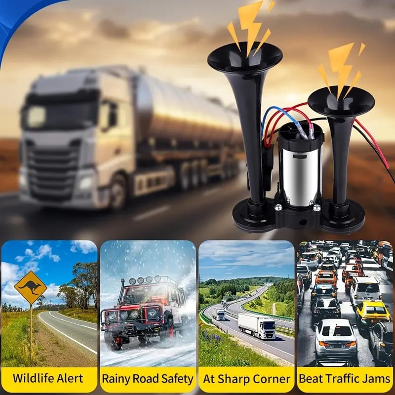2026 Upgraded 150dB Super Loud 12V Dual Air Horn Kit