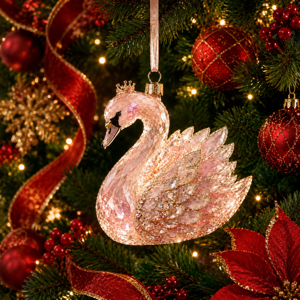 Luxury Crystal-Style Christmas Ornaments | Sparkling Gemstone Peacock, Butterfly & Bird Tree Decorations
