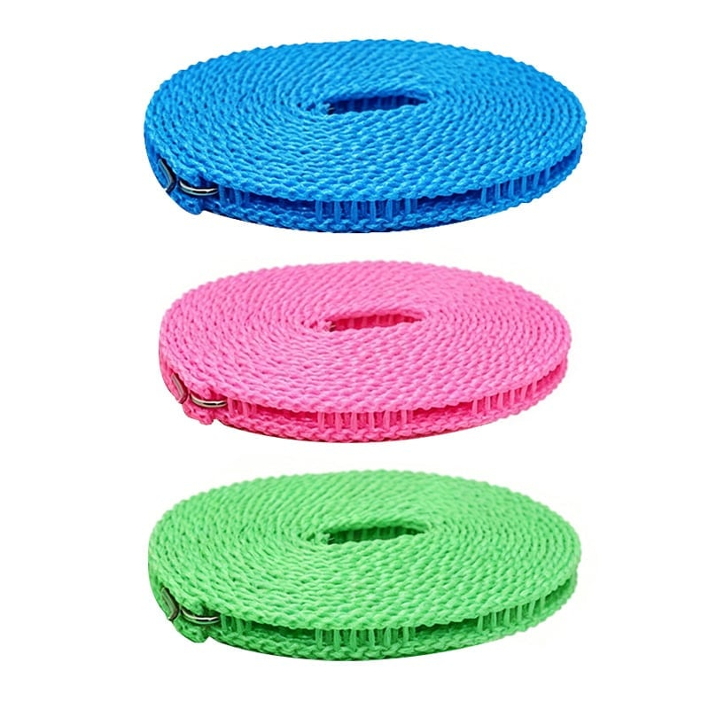 5M Windproof Anti-Slip Portable Clothesline with Hooks