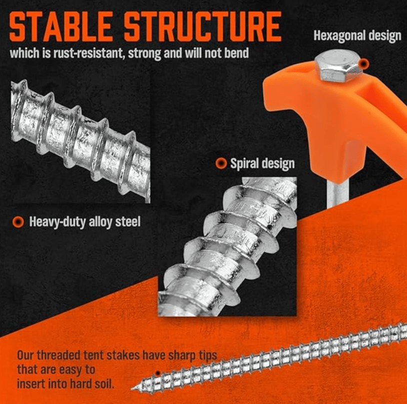 16 piece drillable tent stakes value set