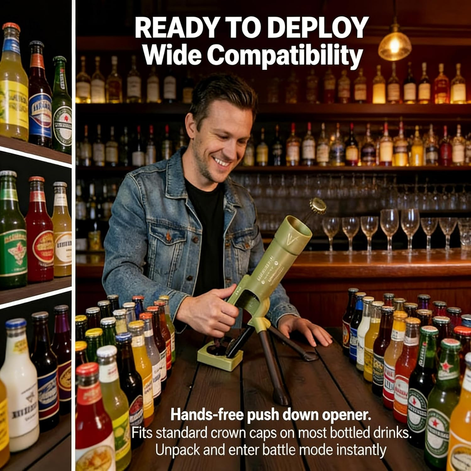 51mm Beer Bottle Mortar Bottle Opener – Novelty Cap-Launching Desk & Bar Accessory