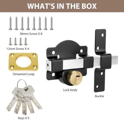 Heavy-Duty Double-Sided Long Throw Gate Lock with 5 Keys