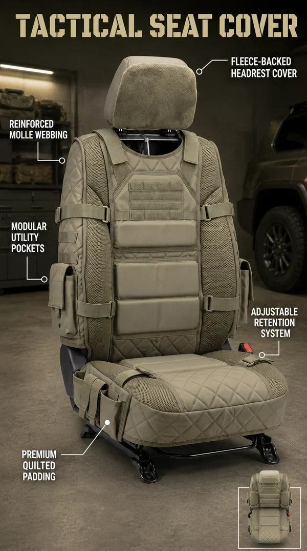 Rugged MOLLE Truck Seat Cover – Tactical Storage, Seat Protection & Comfort