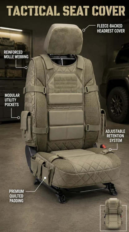 Rugged MOLLE Truck Seat Cover – Tactical Storage, Seat Protection & Comfort