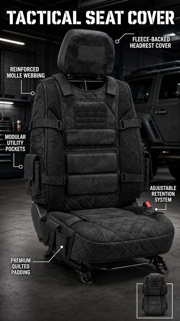 Rugged MOLLE Truck Seat Cover – Tactical Storage, Seat Protection & Comfort
