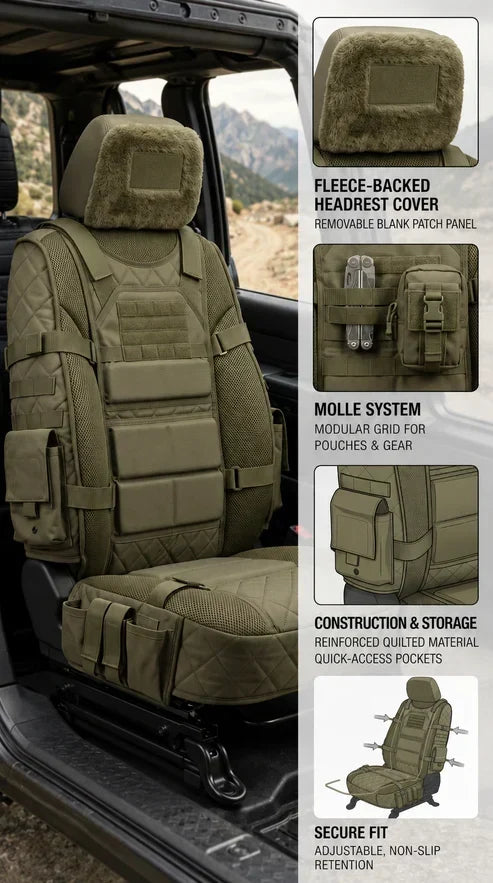 Rugged MOLLE Truck Seat Cover – Tactical Storage, Seat Protection & Comfort
