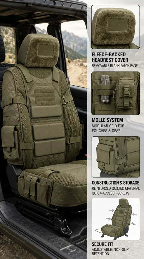 Rugged MOLLE Truck Seat Cover – Tactical Storage, Seat Protection & Comfort