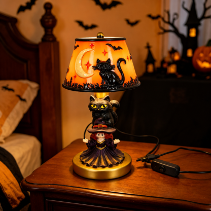 Spooky Glow Tiffany Lamp Pumpkin Ghost Bat Halloween Desk Light