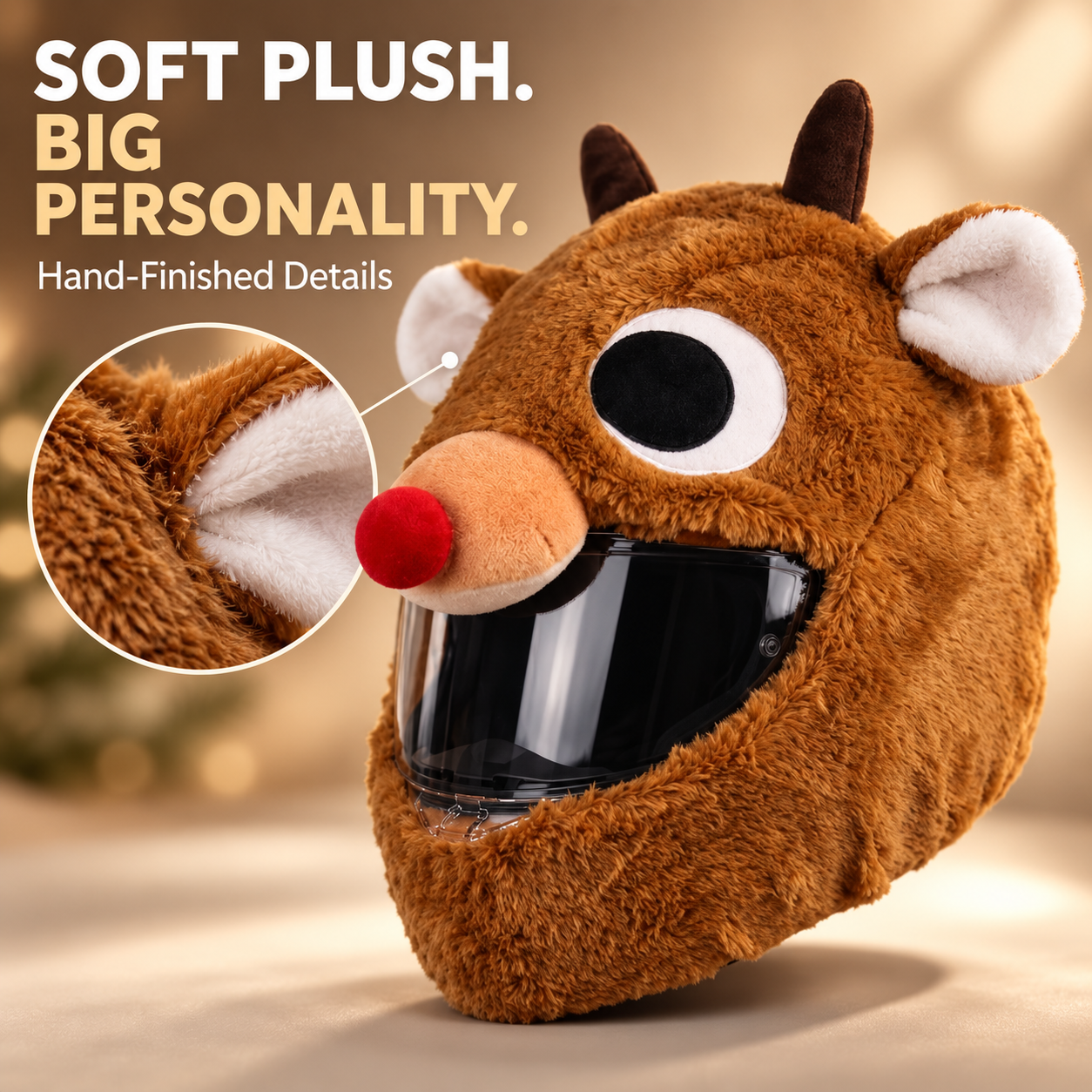 Funny Plush Motorcycle Helmet Cover  – Eye-Catching Cartoon Full-Face Helmet Accessory