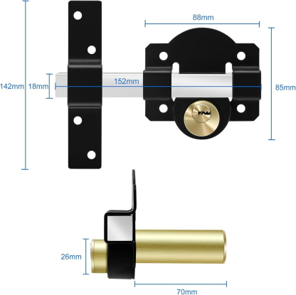 Heavy-Duty Double-Sided Long Throw Gate Lock with 5 Keys