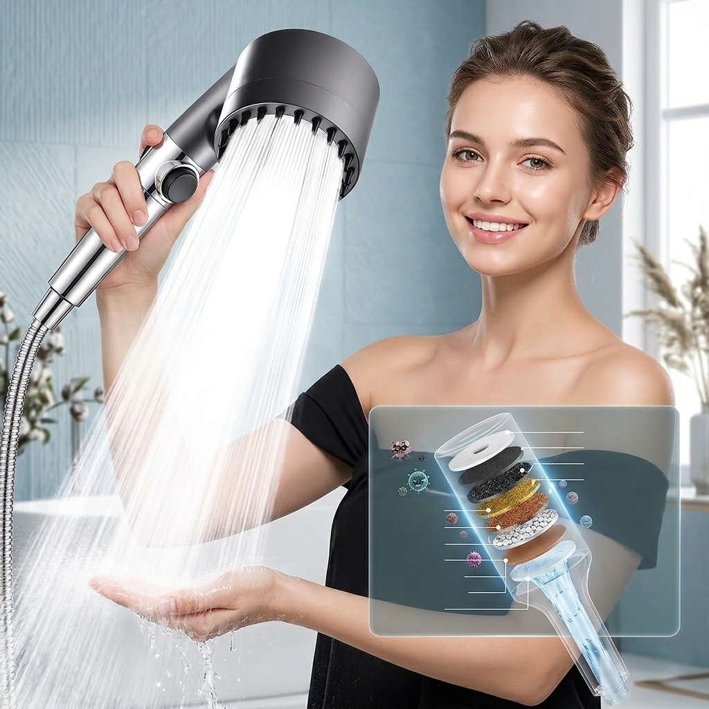 High-Pressure Shower Head with 9-Layer Filtration