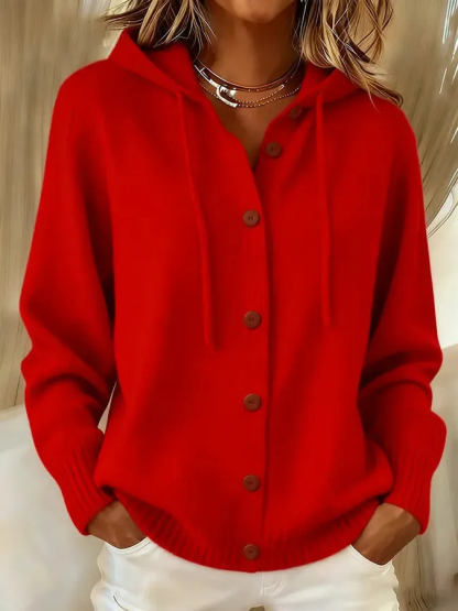 Women's Casual Hoodie Cotton Plain Long Sleeve Comfy Cardigan