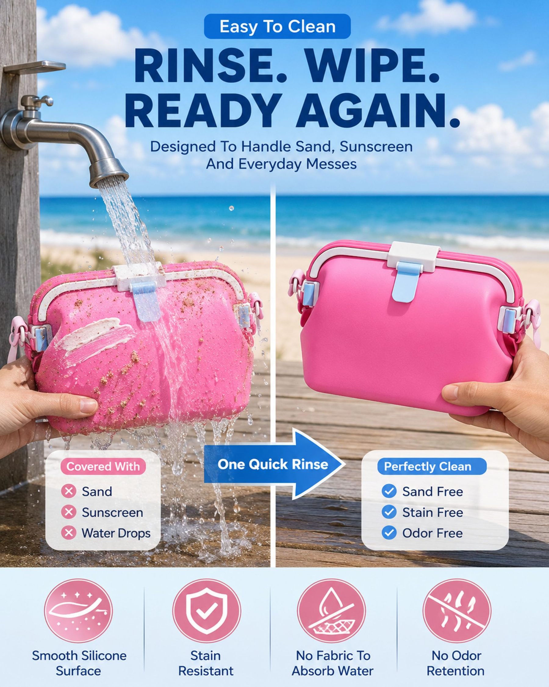 Women's Waterproof Beach Tote Bag | Foldable, Sandproof & Heat-Resistant