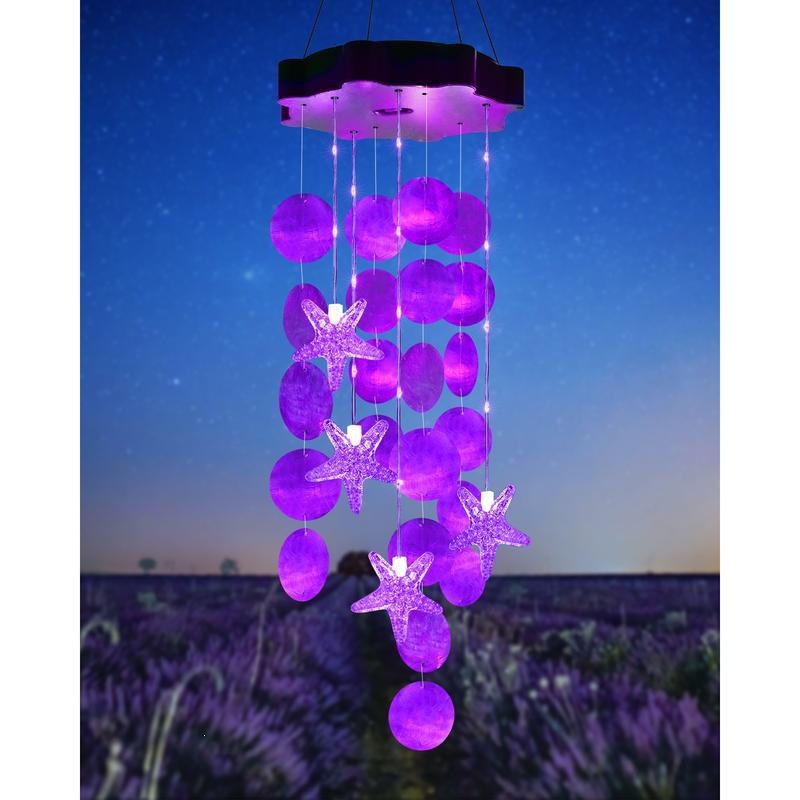 Solar-Powered Seashell Wind Chime Light