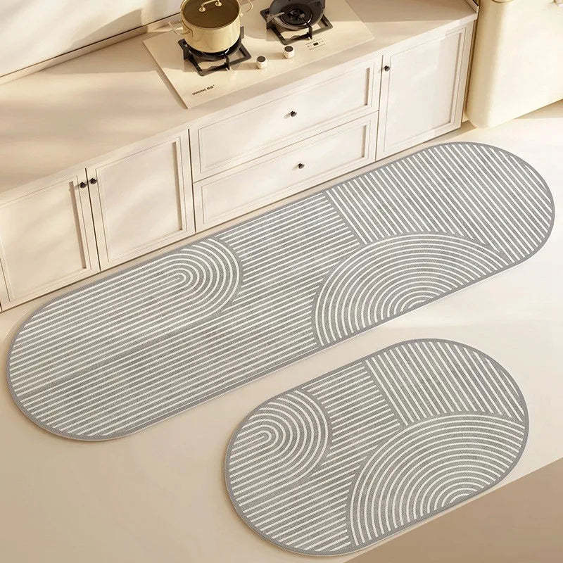 Kitchen & Bath Mat AquaStone | Diatomite & Velvet Look | Super Absorbent & Non-Slip | Washable & Durable